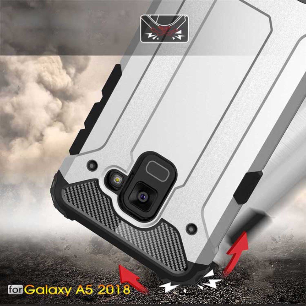 Samsung Galaxy A8 (2018) Robuust Hybride Hoesje Rood afbeelding 4