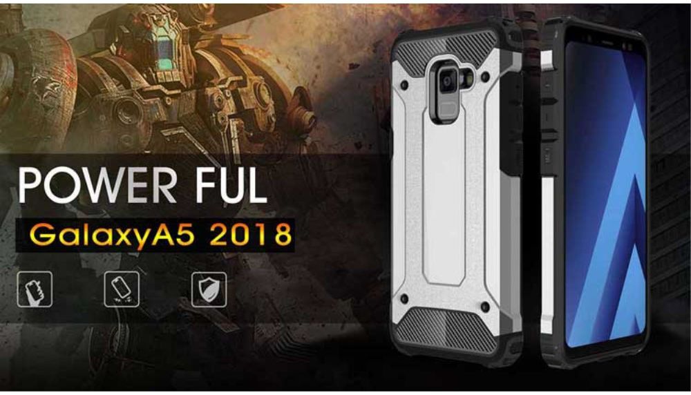 Samsung Galaxy A8 (2018) Hybride Hoesje Goud afbeelding 3