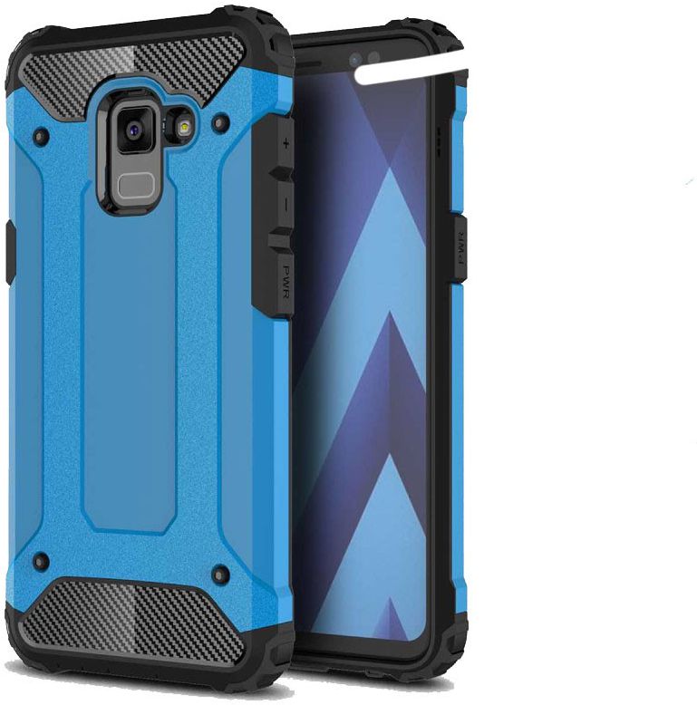 Samsung Galaxy A8 (2018) Robuust Hybride Hoesje Blauw afbeelding 1