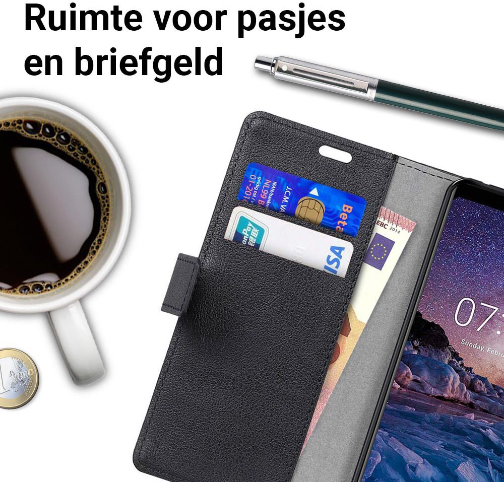 Nokia 7 Plus Portemonnee Hoesje Zwart afbeelding 3