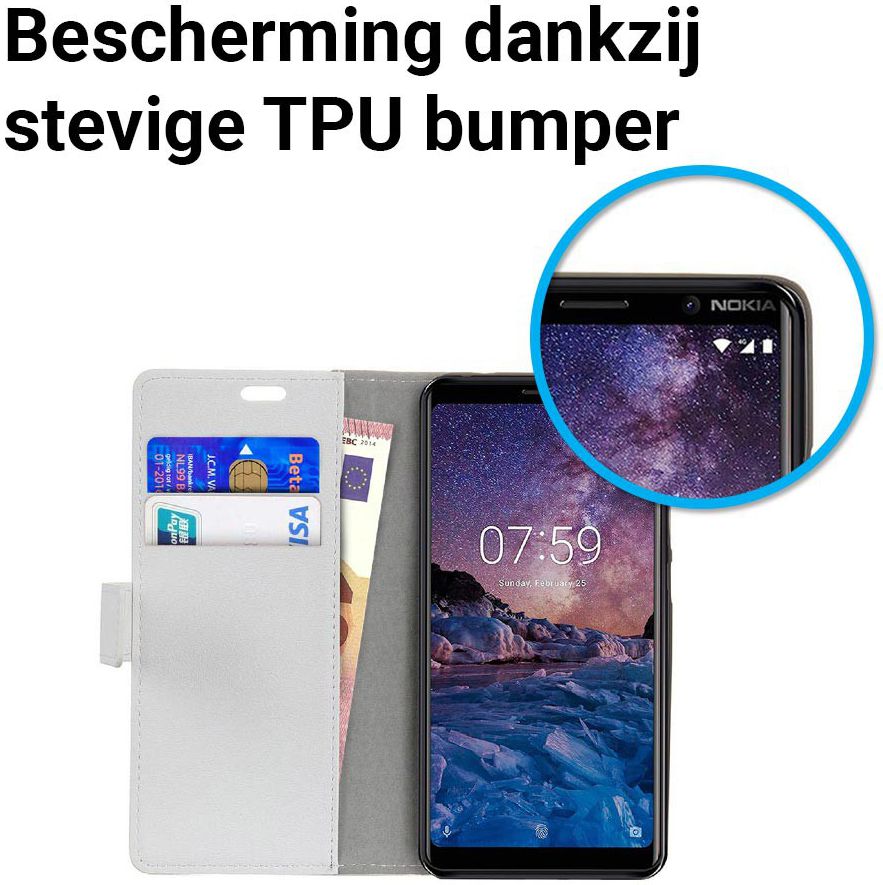 Nokia 7 Plus Portemonnee Hoesje Wit afbeelding 6
