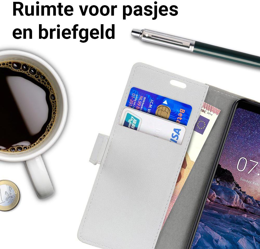 Nokia 7 Plus Portemonnee Hoesje Wit afbeelding 3