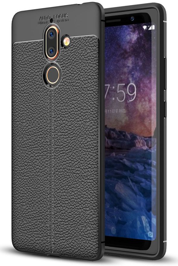 Nokia 7 Plus Rugged Armor Brushed TPU Hoesje Zwart afbeelding 1