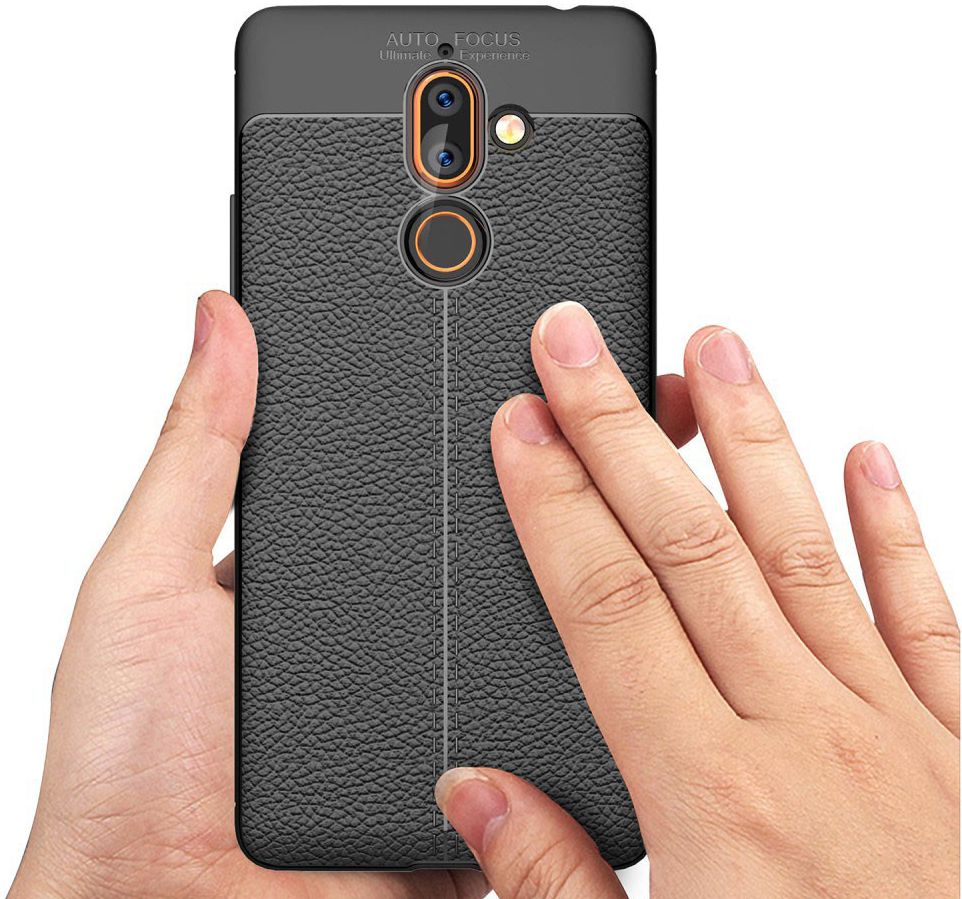 Nokia 7 Plus Rugged Armor Brushed TPU Hoesje Zwart afbeelding 9