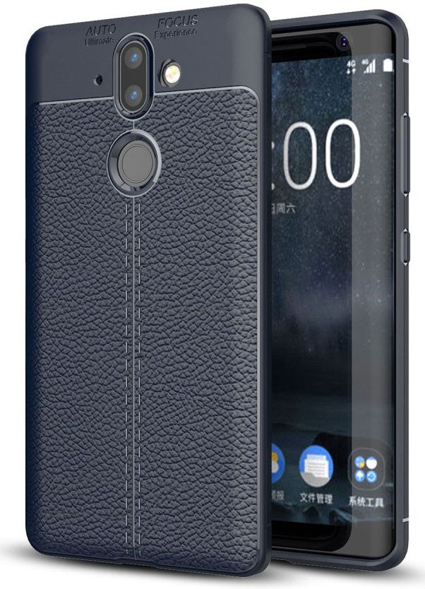 Nokia 8 Sirocco Rugged Armor Brushed TPU Hoesje Blauw afbeelding 1