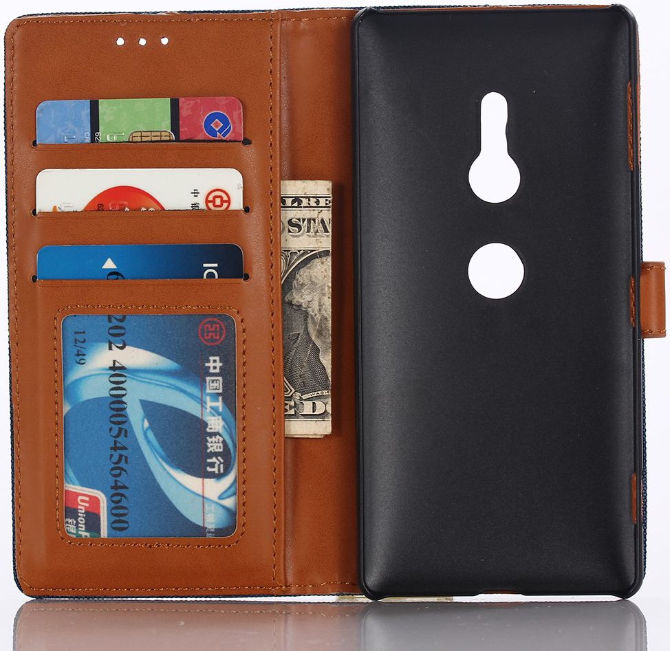 Sony Xperia XZ2 Denim Portemonnee Hoesje Blauw afbeelding 4