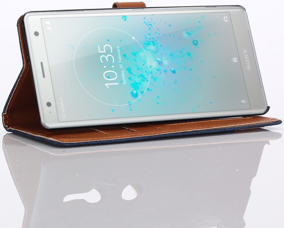Sony Xperia XZ2 Denim Portemonnee Hoesje Blauw afbeelding 8