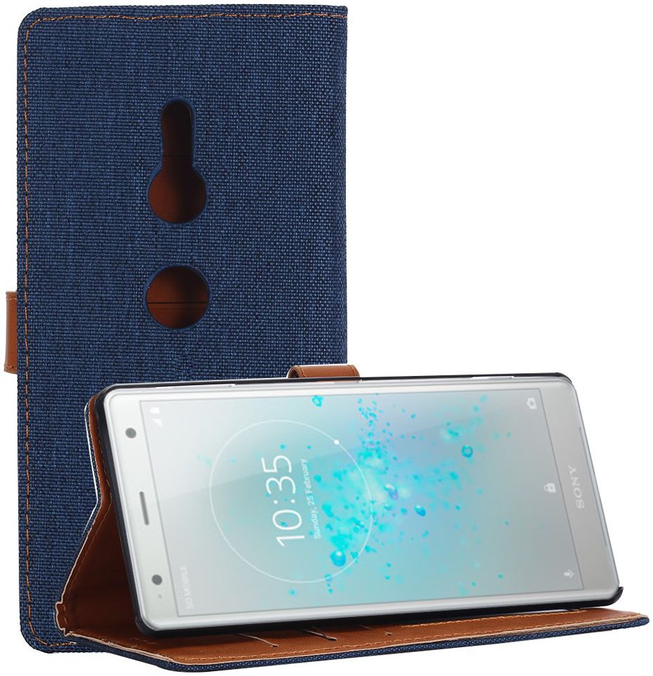 Sony Xperia XZ2 Denim Portemonnee Hoesje Blauw afbeelding 9