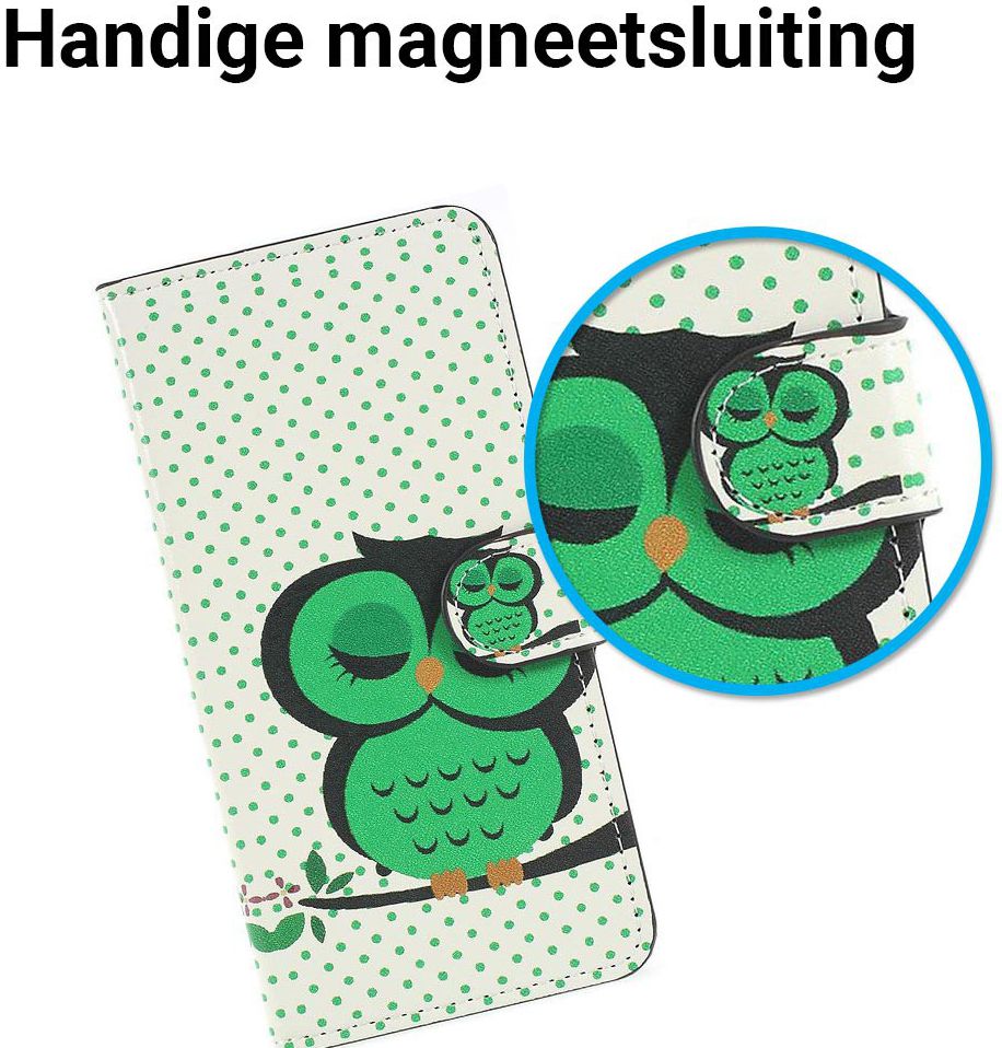 Huawei P20 Portemonnee Hoesje met Slapende Uil Print afbeelding 2