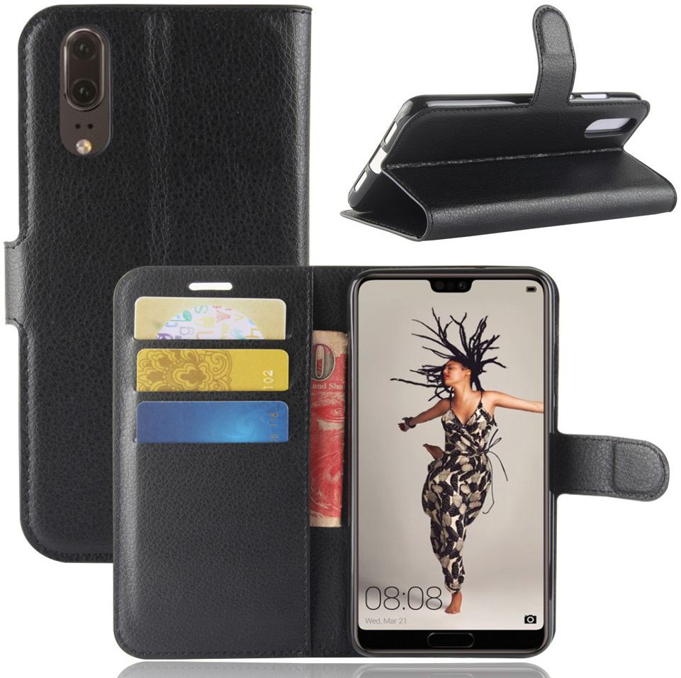 Huawei P20 Hoesje met Kaarthouder Zwart afbeelding 10