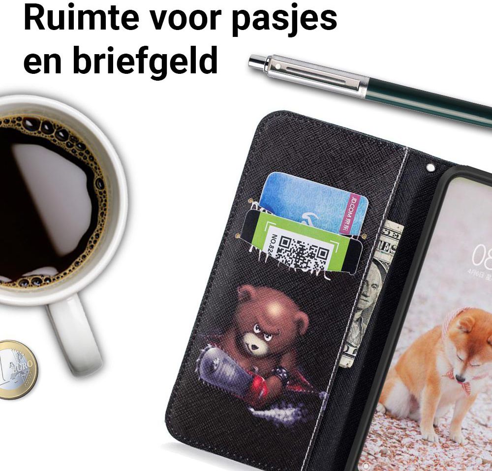Huawei P20 Portemonnee Hoesje met Teddy Print afbeelding 2