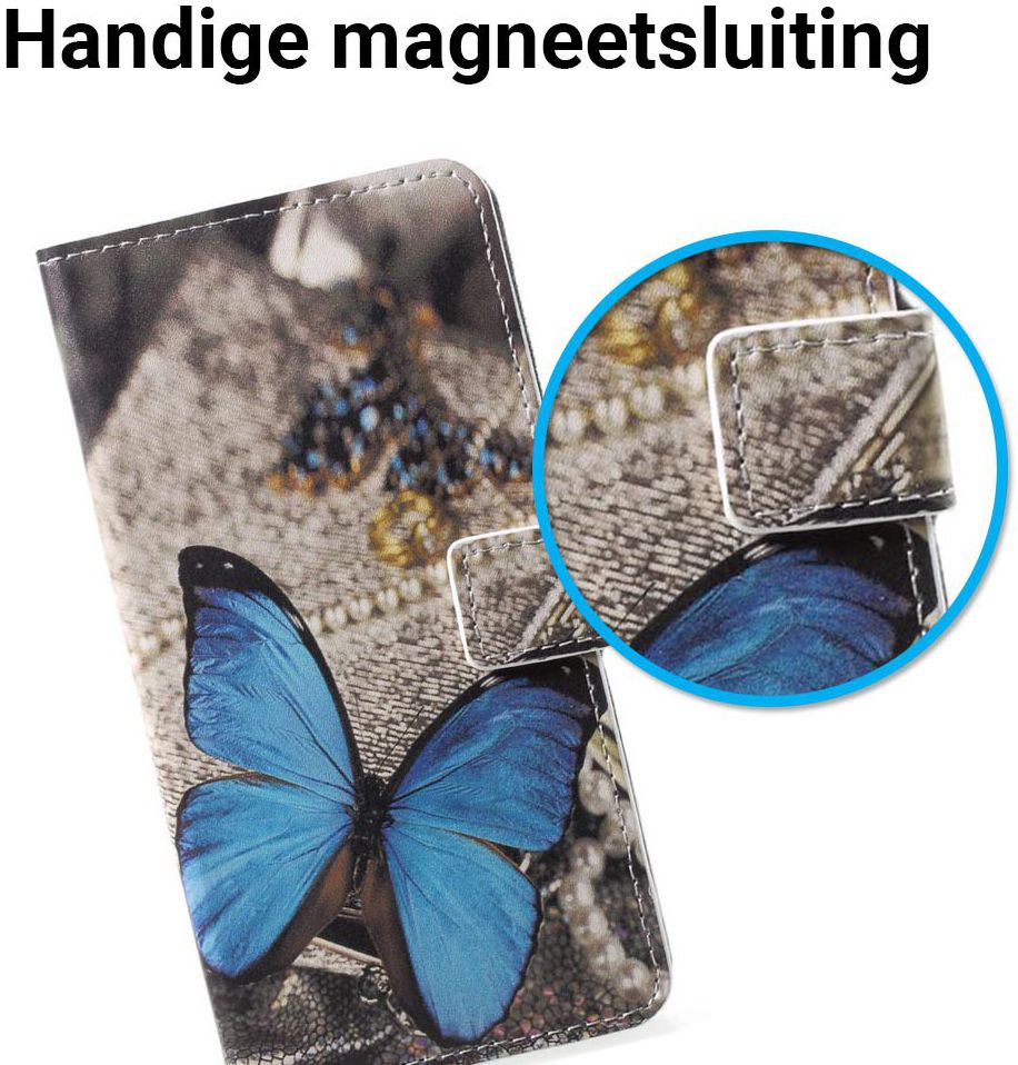 Huawei P20 Pro Portemonnee Hoesje Print Blauwe Vlinders afbeelding 4