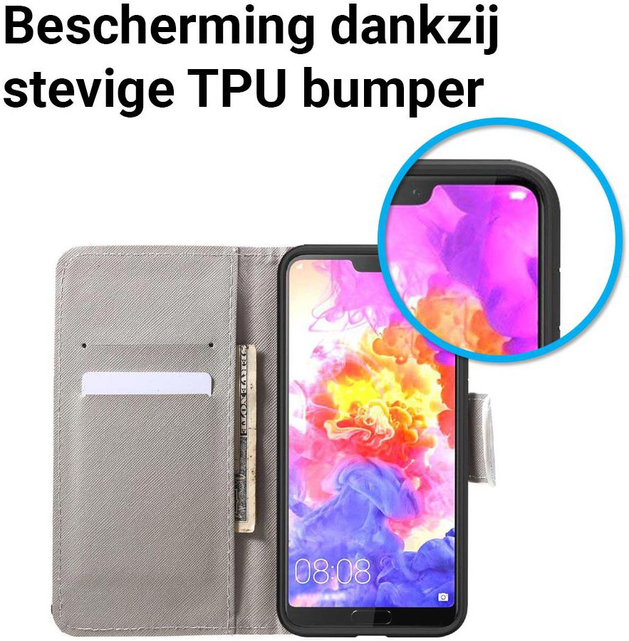 Huawei P20 Pro Portemonnee Hoesje Print Don't Touch My Phone afbeelding 5