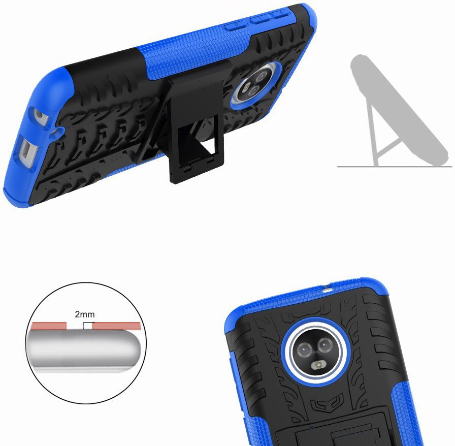 Motorola Moto G6 Hybride Hoesje met Standaard Blauw afbeelding 4