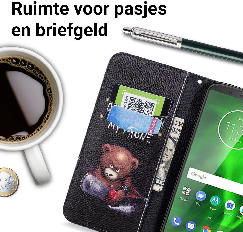 Motorola Moto G6 Portemonnee Hoesje met Teddy Print afbeelding 3