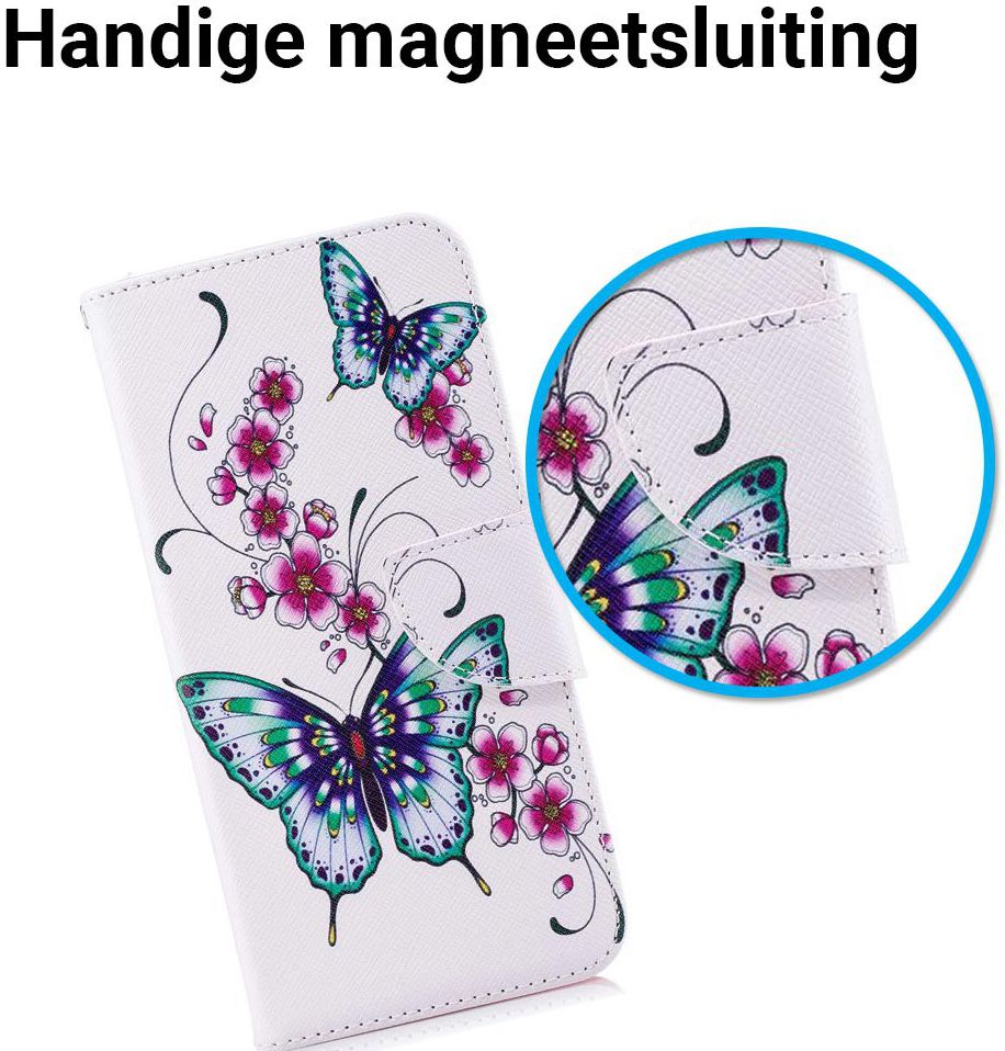 Motorola Moto G6 Portemonee Hoesje met Vlinders Print afbeelding 2