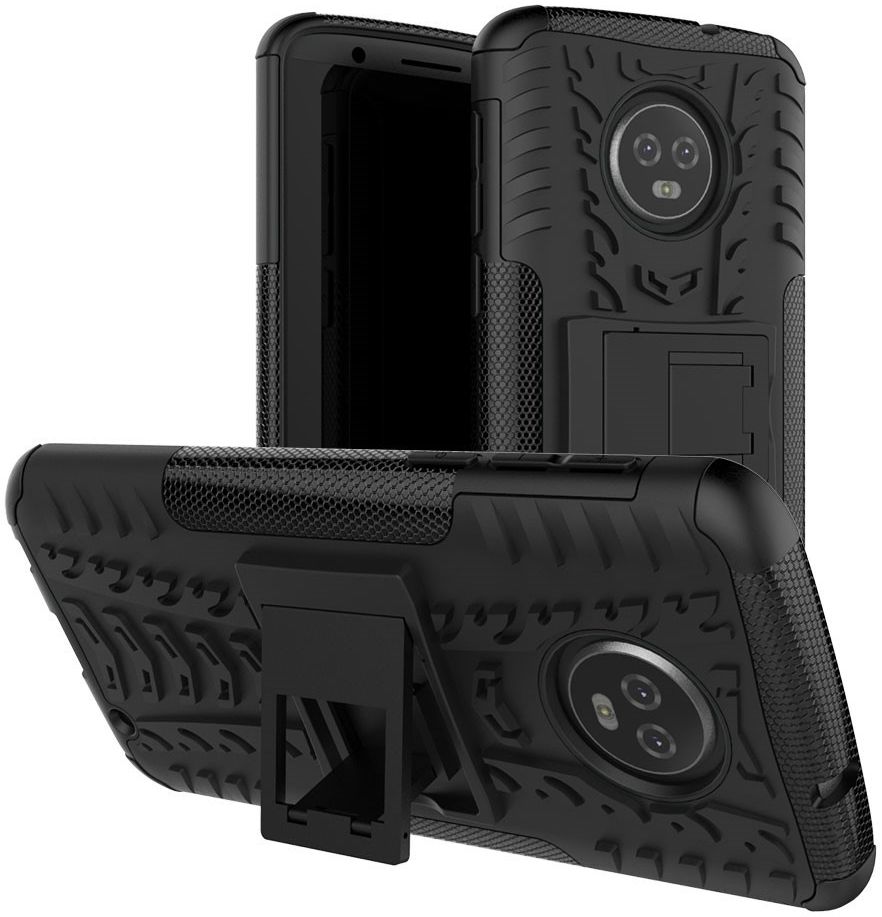 Motorola Moto G6 Plus Robuust Hybride Hoesje Zwart afbeelding 1