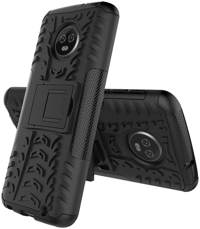 Motorola Moto G6 Plus Robuust Hybride Hoesje Zwart afbeelding 2