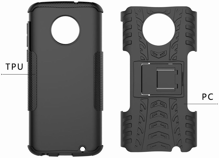 Motorola Moto G6 Plus Robuust Hybride Hoesje Zwart afbeelding 4