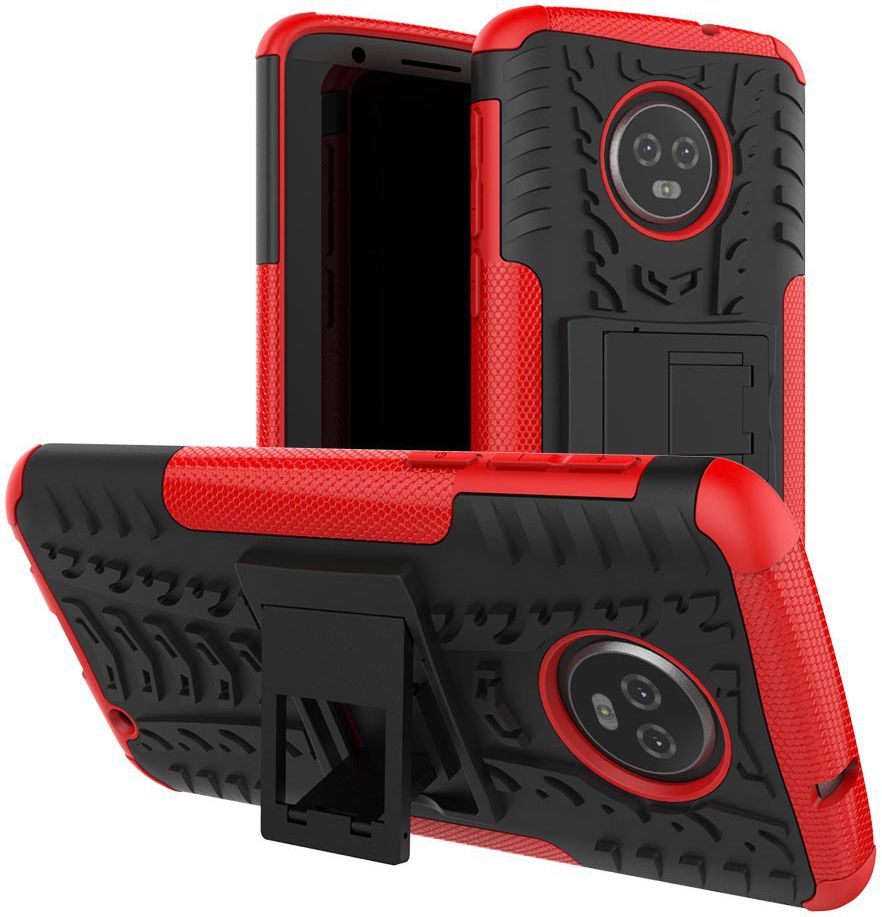 Motorola Moto G6 Plus Robuust Hybride Hoesje Rood afbeelding 1