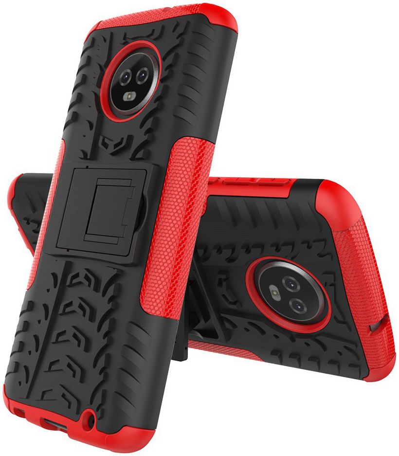 Motorola Moto G6 Plus Robuust Hybride Hoesje Rood afbeelding 2