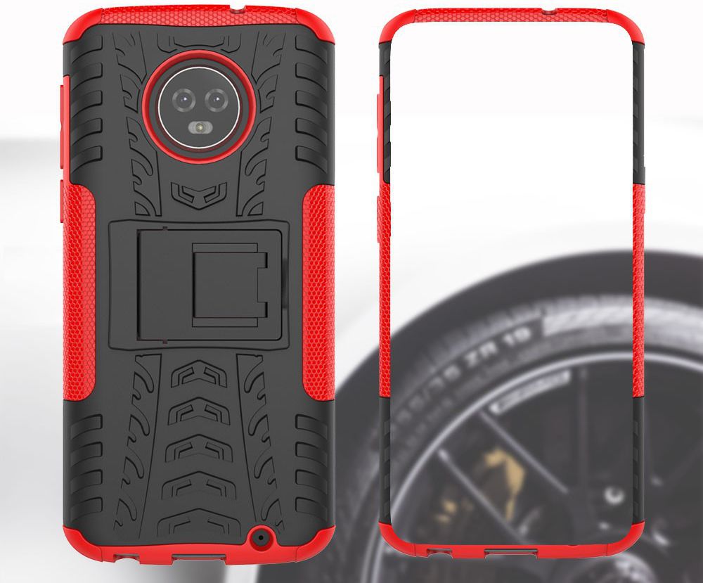 Motorola Moto G6 Plus Robuust Hybride Hoesje Rood afbeelding 3