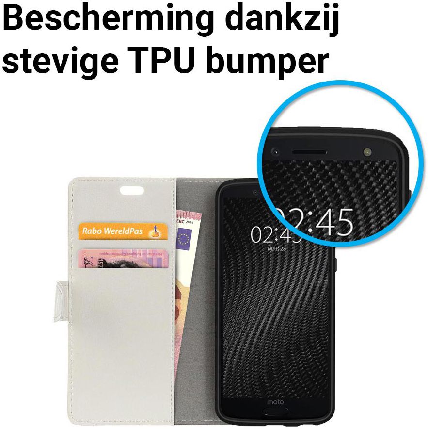 Motorola Moto G6 Plus Hoesje met Kaarthouder Wit afbeelding 6