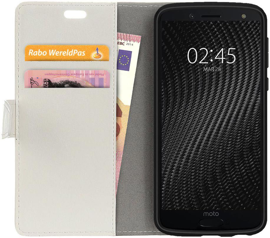 Motorola Moto G6 Plus Hoesje met Kaarthouder Wit afbeelding 1