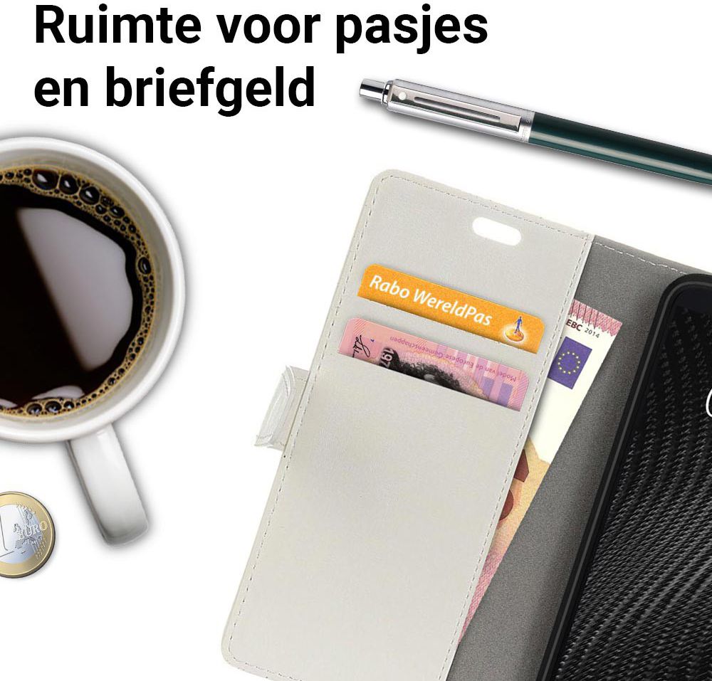 Motorola Moto G6 Plus Hoesje met Kaarthouder Wit afbeelding 3