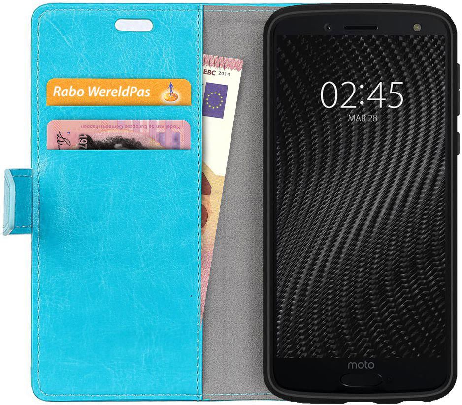 Motorola Moto G6 Plus Hoesje met Kaarthouder Blauw afbeelding 1