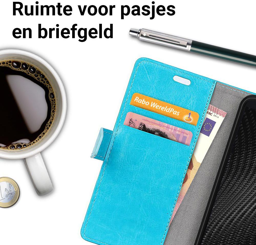 Motorola Moto G6 Plus Hoesje met Kaarthouder Blauw afbeelding 2