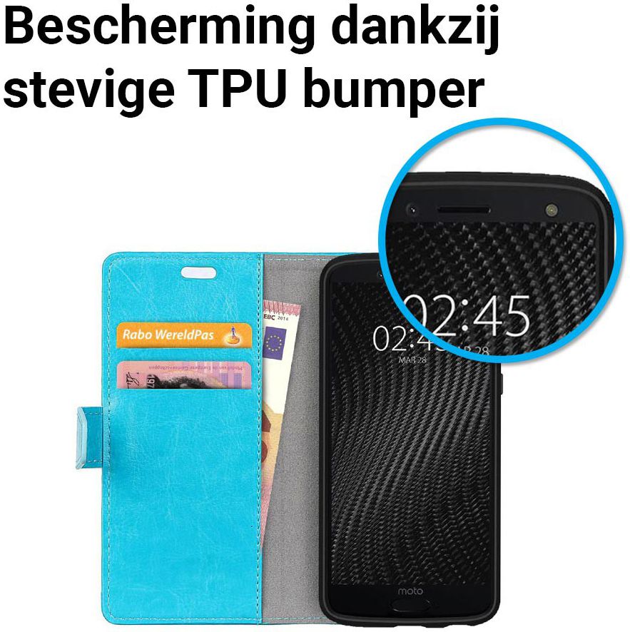 Motorola Moto G6 Plus Hoesje met Kaarthouder Blauw afbeelding 3