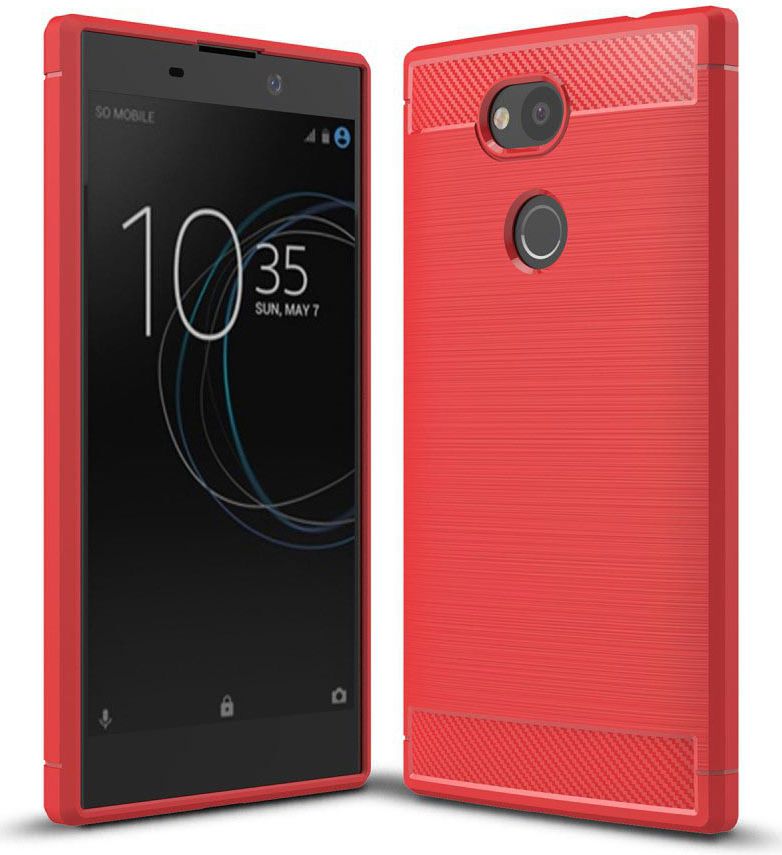 Sony Xperia L2 Geborsteld TPU Hoesje Rood afbeelding 1