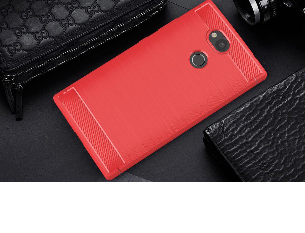 Sony Xperia L2 Geborsteld TPU Hoesje Rood afbeelding 2