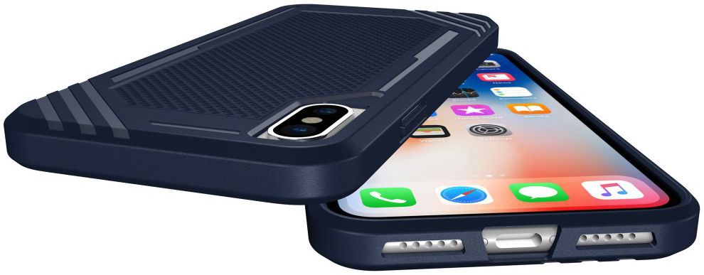 Apple iPhone X TPU Hoesje Extra Grip Blauw afbeelding 2