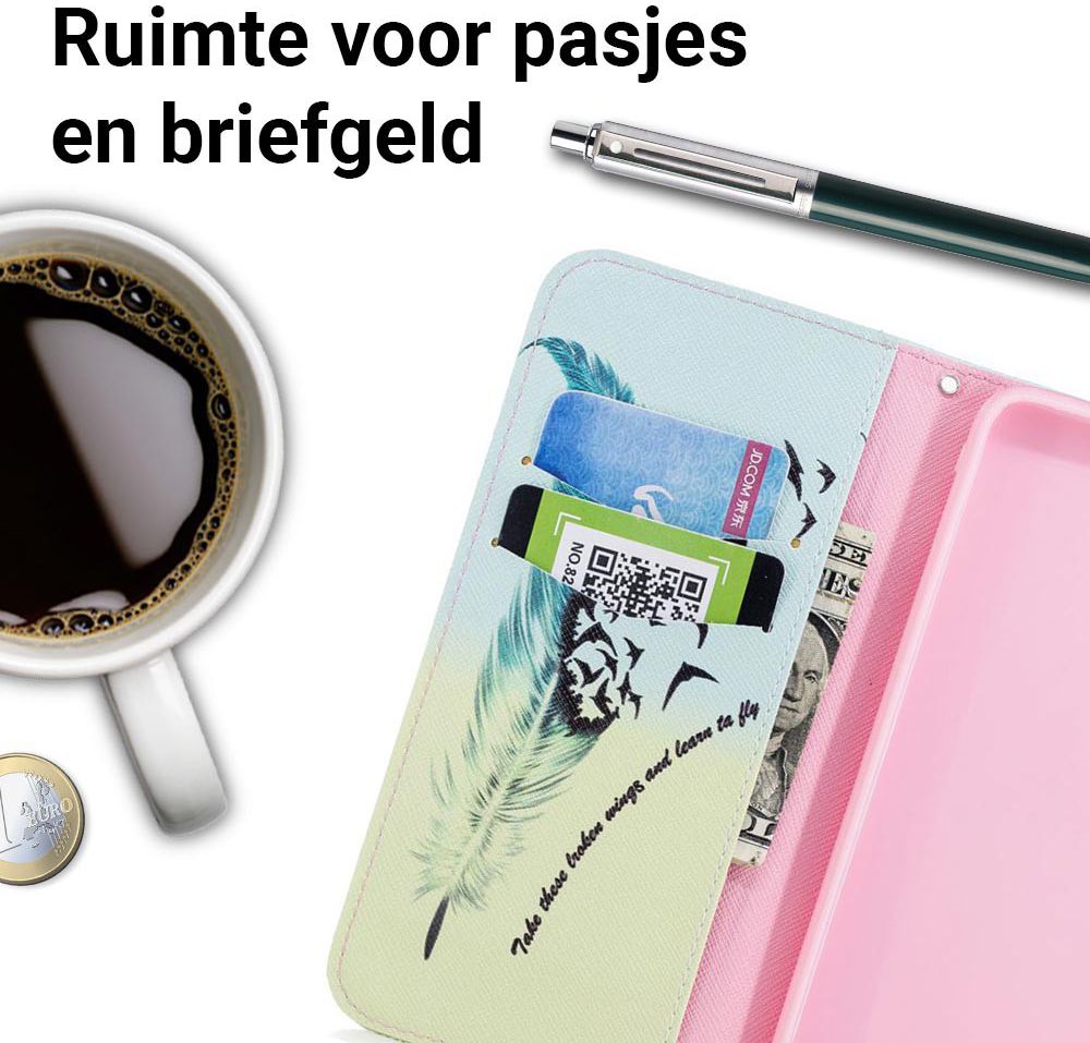 Huawei P20 Portemonnee Hoesje met Veer Print afbeelding 3
