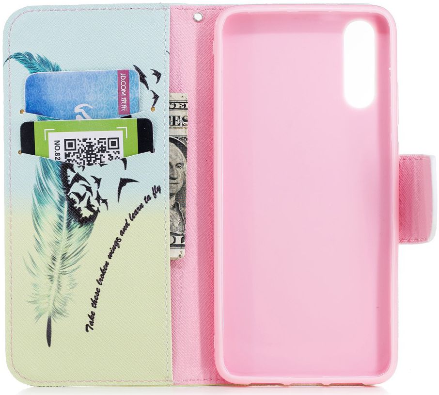 Huawei P20 Portemonnee Hoesje met Veer Print afbeelding 11