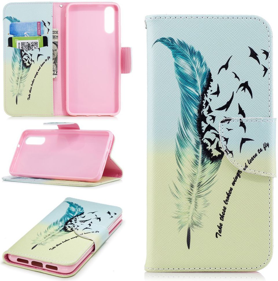 Huawei P20 Portemonnee Hoesje met Veer Print afbeelding 6