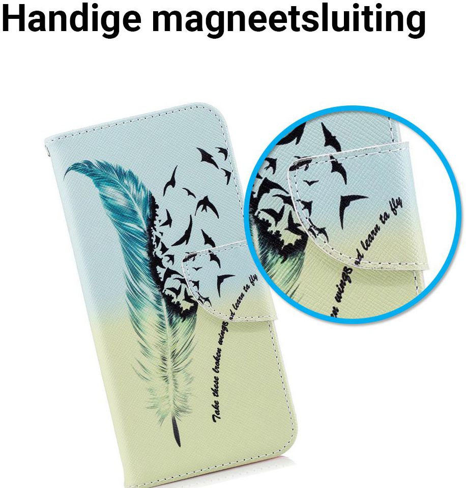 Huawei P20 Portemonnee Hoesje met Veer Print afbeelding 2