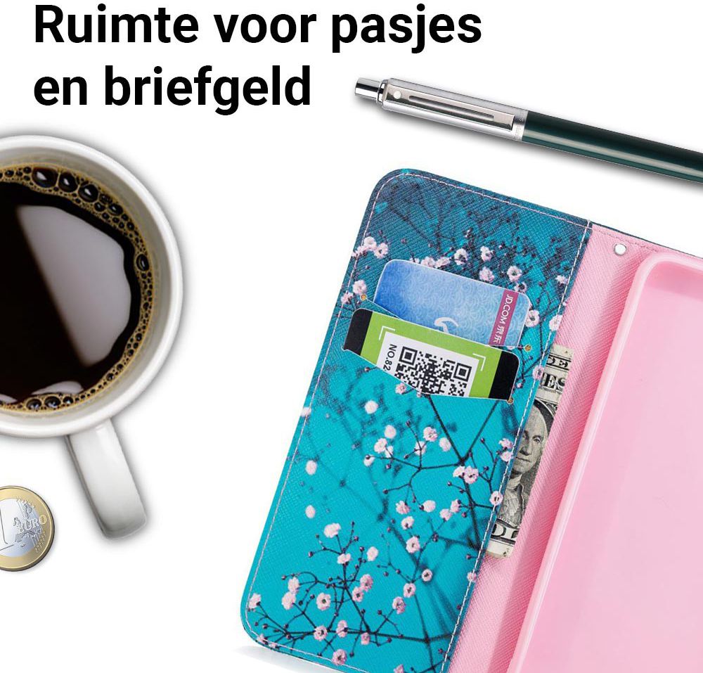 Huawei P20 Portemonnee Hoesje met Bloeiende Boom Print afbeelding 2