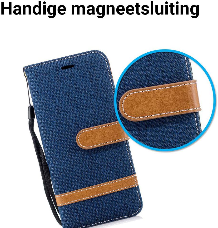 Huawei P20 Jeans Portemonnee Hoesje Donker Blauw afbeelding 3