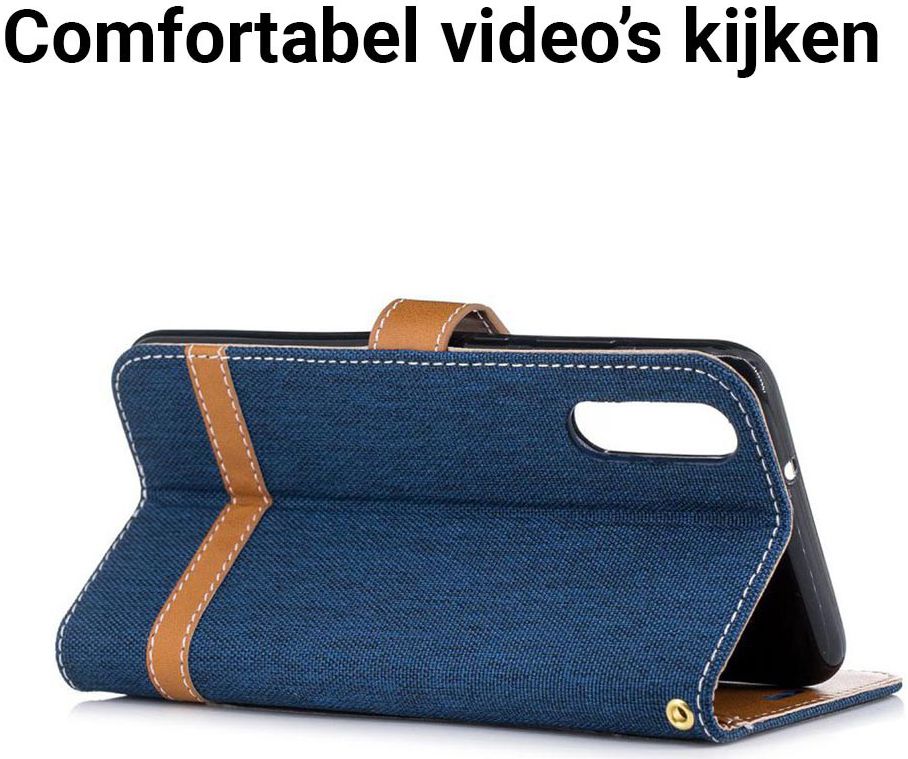 Huawei P20 Jeans Portemonnee Hoesje Donker Blauw afbeelding 6