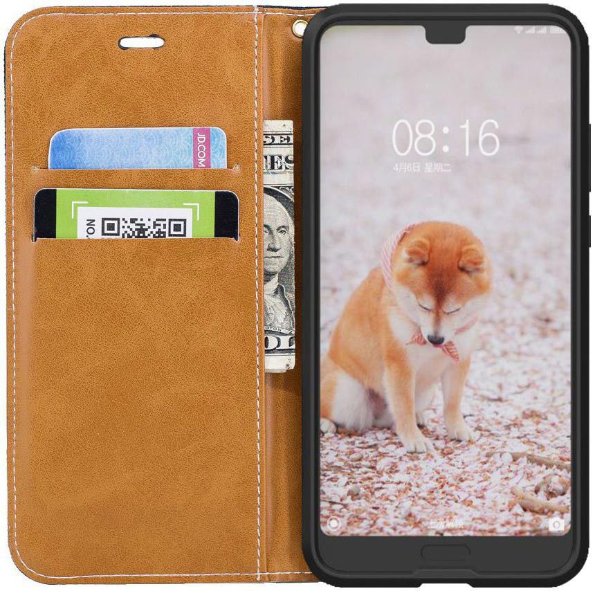 Huawei P20 Jeans Portemonnee Hoesje Donker Blauw afbeelding 2