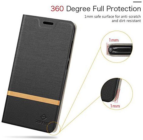 Huawei P20 Lite Linnen Textuur Flip Hoesje Zwart afbeelding 4