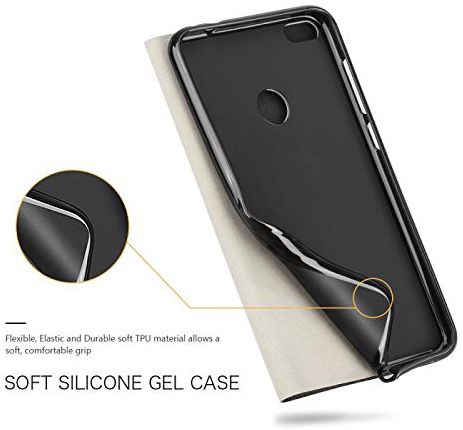 Huawei P20 Lite Linnen Textuur Flip Hoesje Zwart afbeelding 6