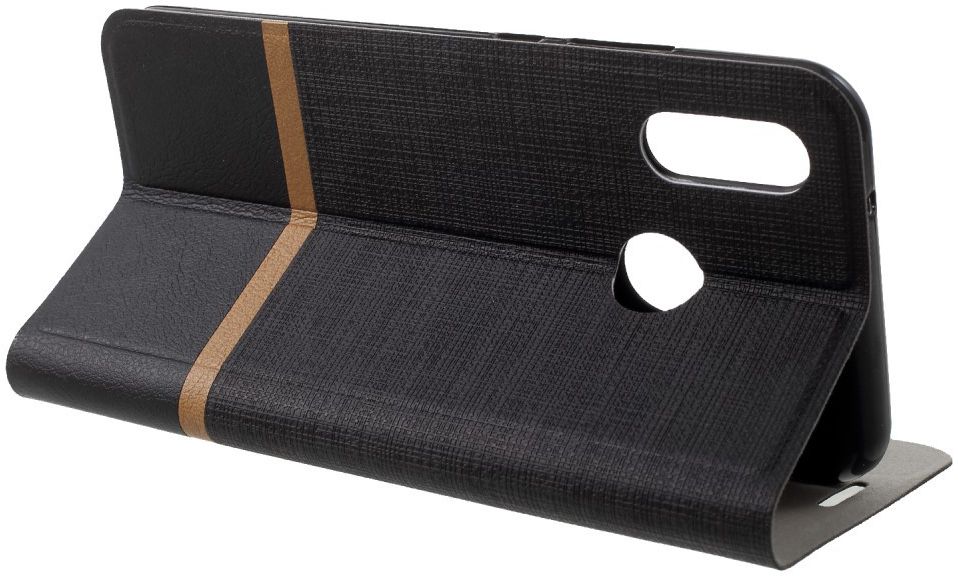 Huawei P20 Lite Linnen Textuur Flip Hoesje Zwart afbeelding 8