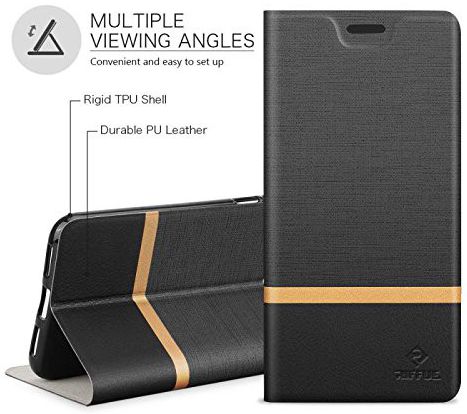Huawei P20 Lite Linnen Textuur Flip Hoesje Zwart afbeelding 2