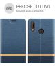 Huawei P20 Lite Linnen Textuur Flip Hoesje Blauw