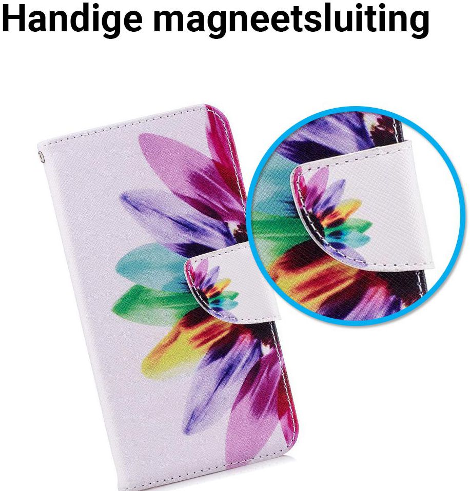 Huawei P20 Lite Portemonnee Hoesje met Bloem Print afbeelding 4