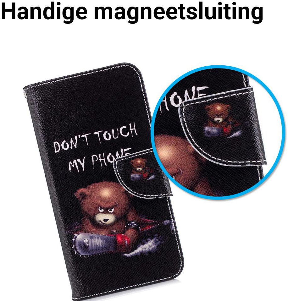 Huawei P20 Lite Portemonnee Hoesje met Don't Touch My Phone Print afbeelding 3